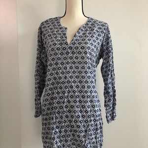 XL Dark blue and white cotton tunic. Maybe a beach cover up?